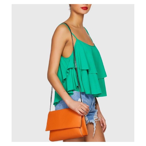 Green Solid Ruffle Layered Cami Top - Picture 4 of 4